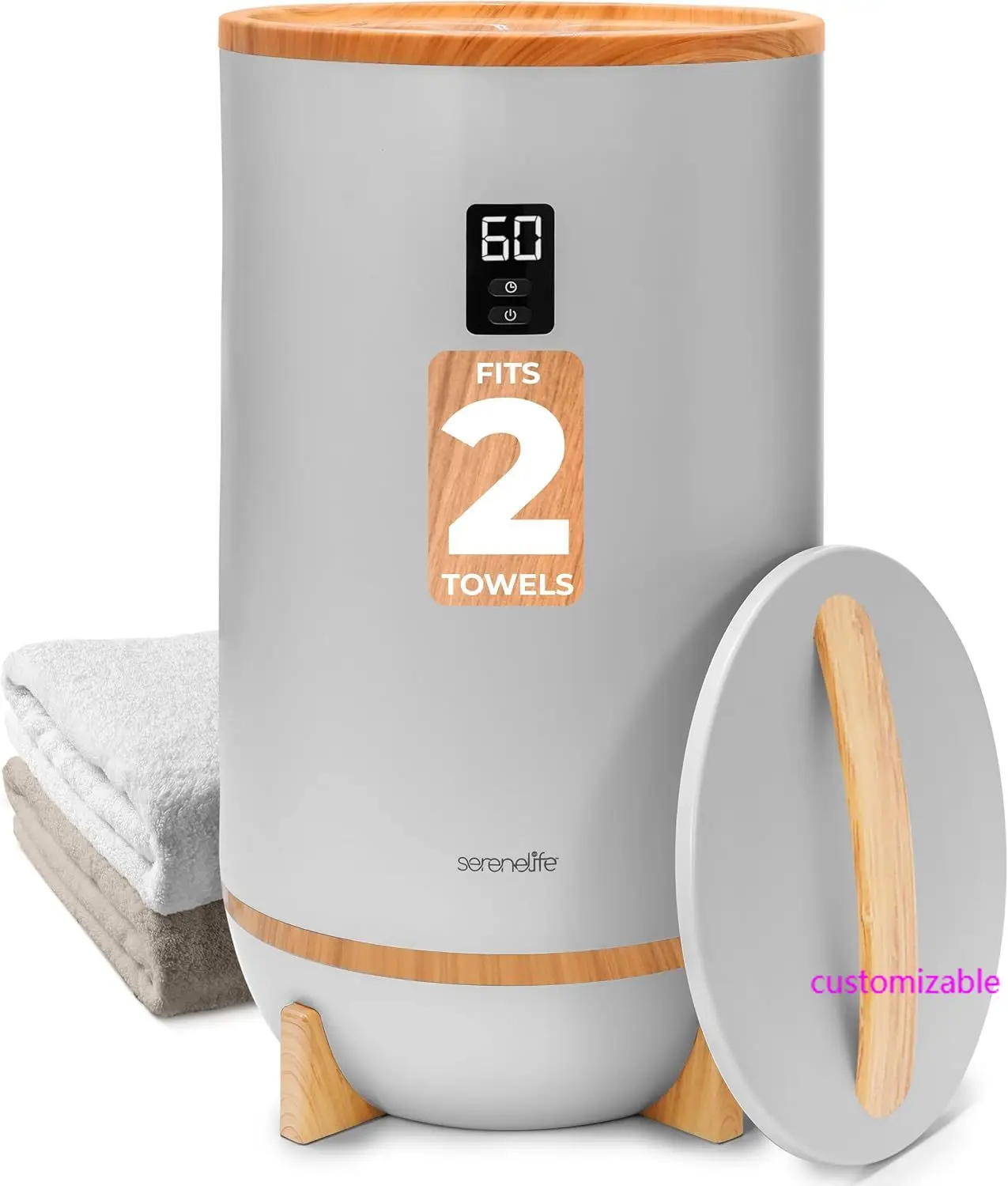

SereneLife Towel Warmers Bucket, with Customized Fragrance for Spa and Bathroom, Luxury Towel Heater Gifts for Him(Grey)