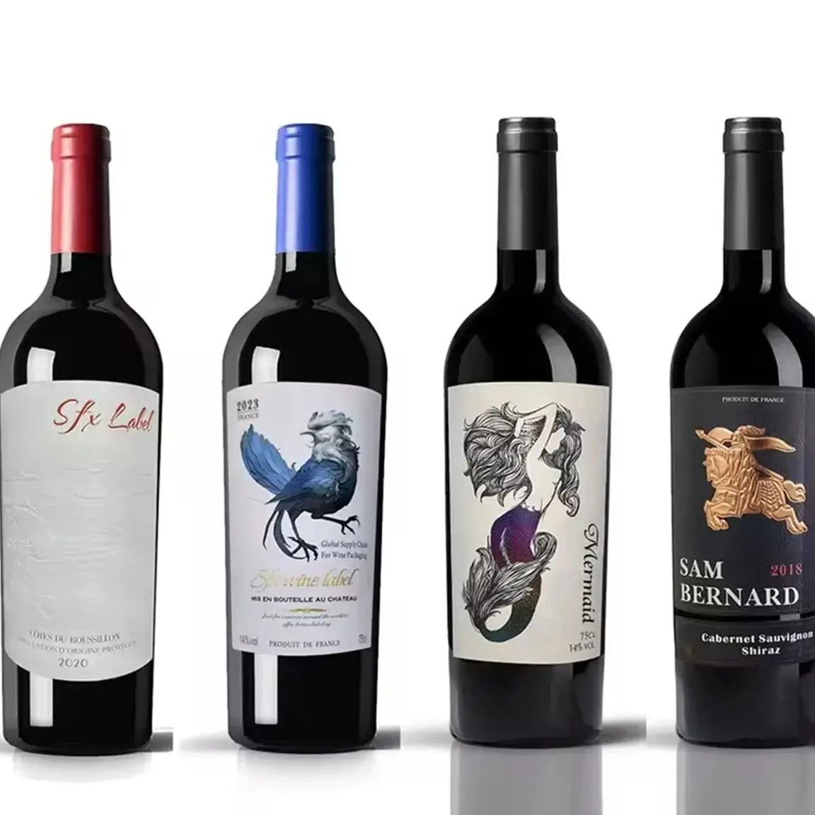 

Custom Premium Textured Paper Wine Label | Printing Red Wine Bottle Stickers Private Packaging Labels