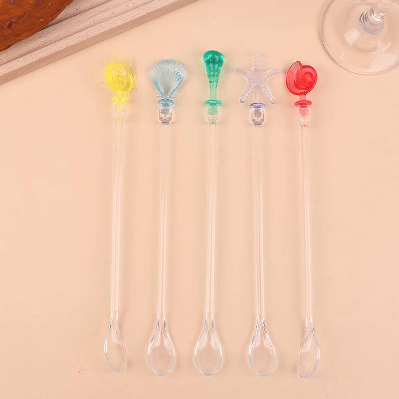 1Pc Acrylic Cartoon Marine Life Cocktail Drink Mixer Ladle Stirring Wine Sticks Bar Tool Accessories Swizzle Stick Random Style