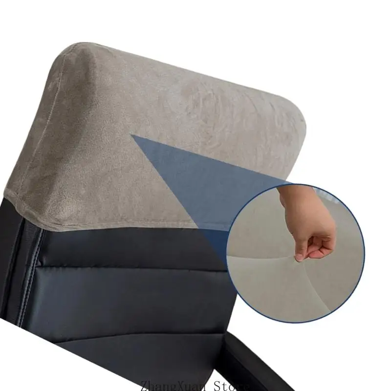 3XUF Bürostuhl-Kopfstützenbezug, weicher Plüsch-Stretch-Schonbezug für rechteckige Kopfstützen mit einer Breite von 40–50 für – Detail 10