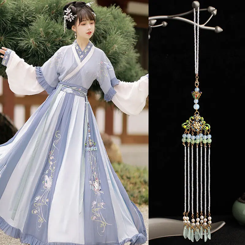 Nowy frędzel w chińskim stylu Hanfu wiszący sznurek jedwabny pas pałacowy łańcuszek w talii 30-35cm jadeitowy Ornament biżuteria akcesoria