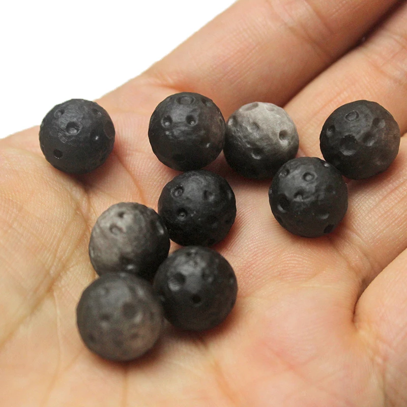 Silver Obsidian Raw Ore Natural Single Loose Beads DIY Handmade Matte Frosted Lunar Meteorite  Separated By Beads