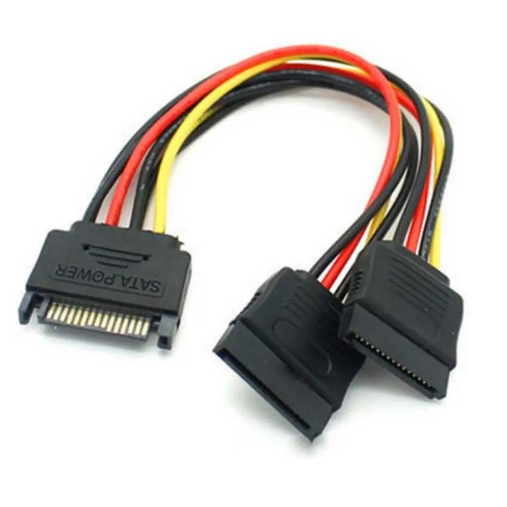 Kabel SATA laki-laki ke 2 perempuan kabel PSU kabel ekstensi daya HDD Splitter Hard Disk daya kabel adaptor SATA kabel daya SATA