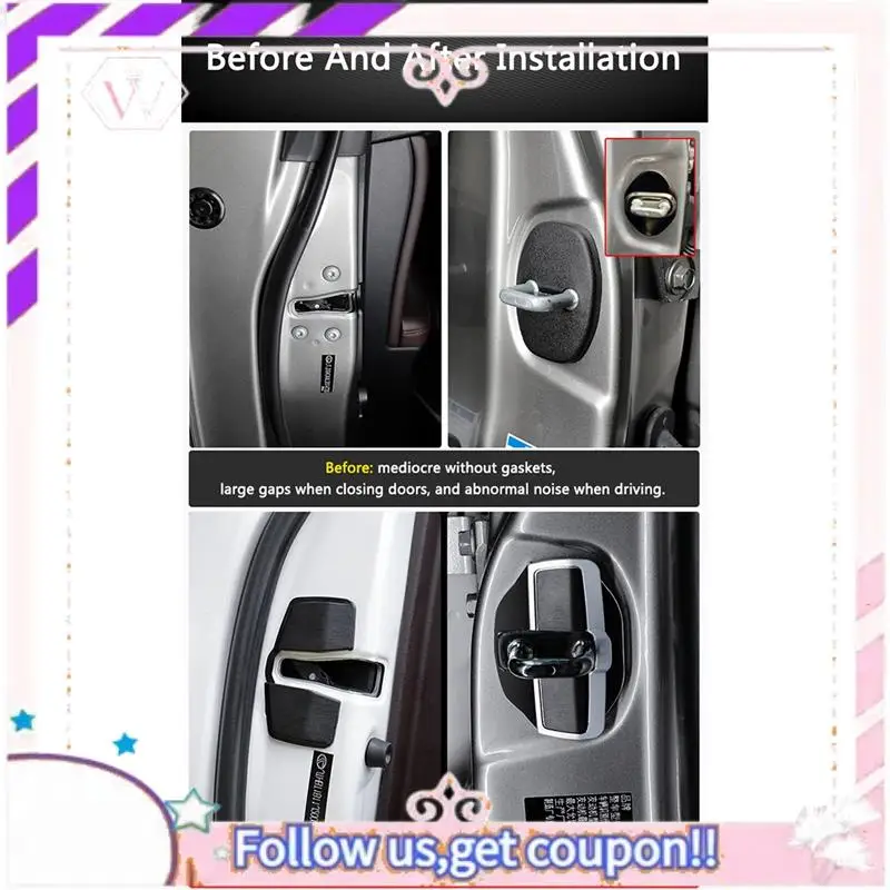 Easy To Use 8 Sets Car Door Lock Protector For-Toyota Land Cruiser LC200 Corolla Yaris