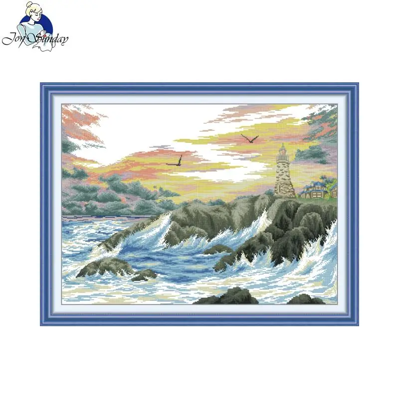 

Наборы для вышивания крестиком Joy Sunday: Маяк, канва Aida 16CT 14CT 11CT, нитки DMC, набор для рукоделия, вышивка своими руками, настенная живопись