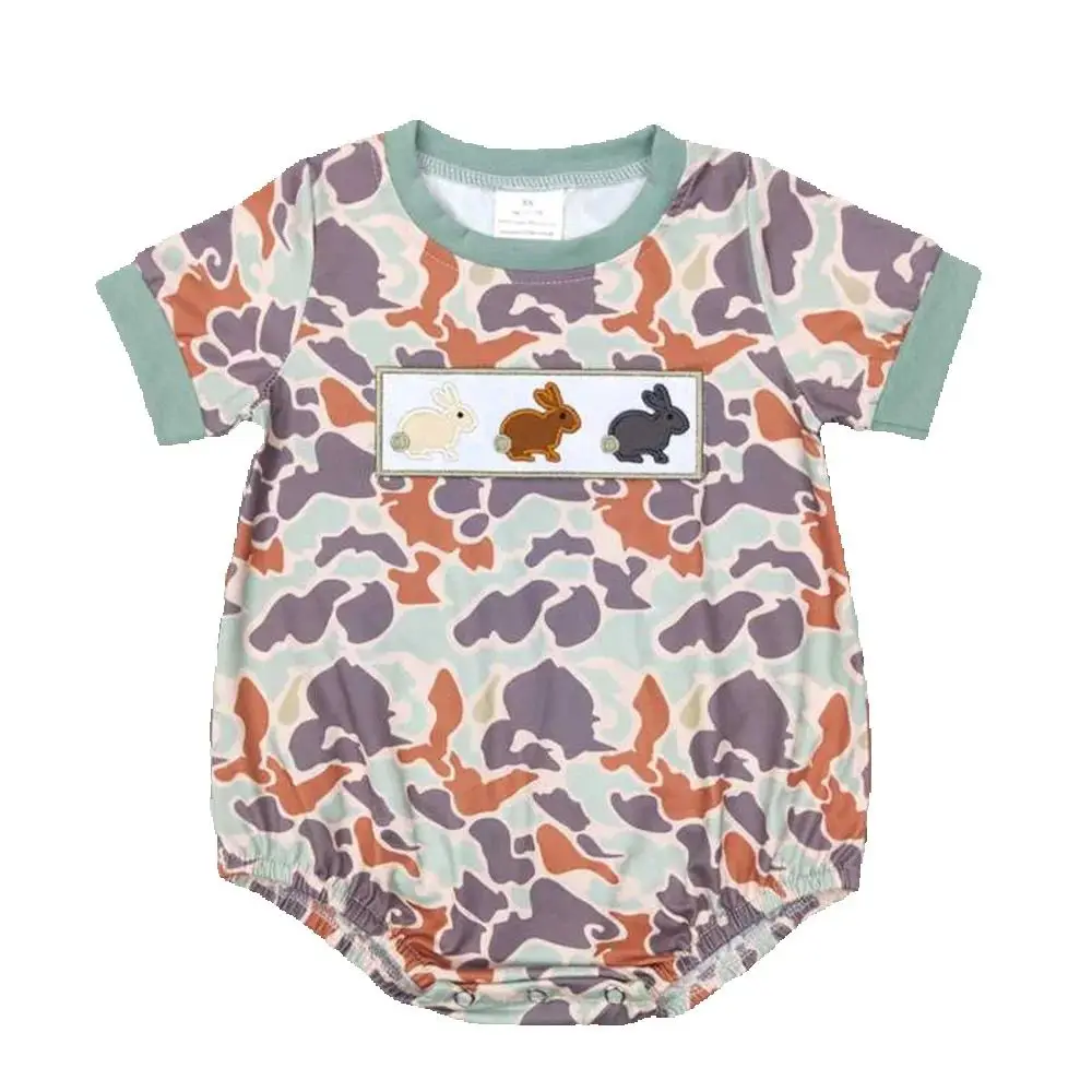 

SR0508 baby boy clothes bunny embroidery boy easter bubble