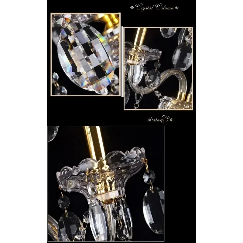 

Fashion Luxury Bedroom Bedside Light Candle Double Head Crystal Wall Lamp