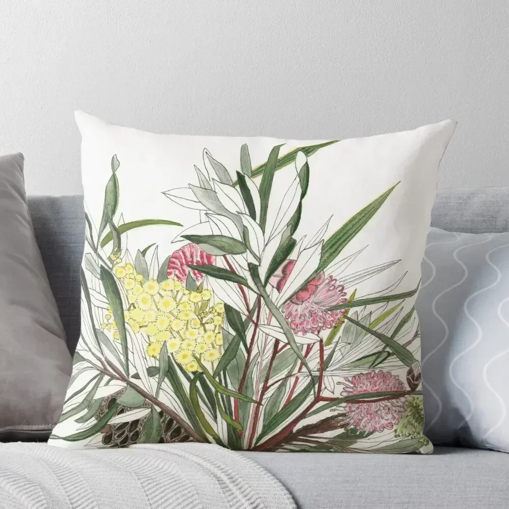 Australian Native Flower Arrangement Bouquet Throw Throw Pillow sleeping pillows Pillows Aesthetic Cushions Home Decor pillow