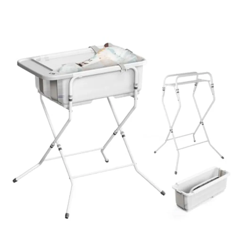 

Складная детская ванночка с подставкой - Вместительная ванна для младенцев с термометром и мягкой подушкой, портативная, для путешествий, для новорожденных