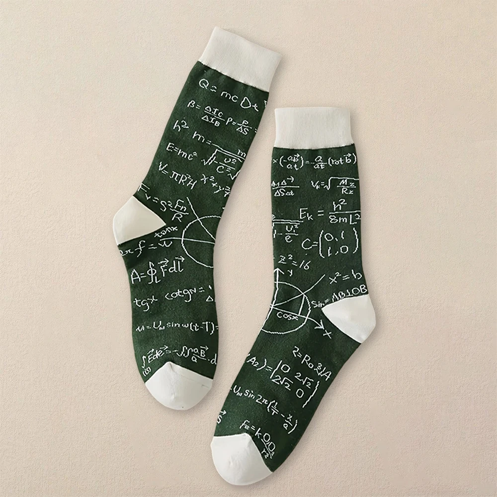 1/10 Pair Men Geometric Pattern Socks High Quality Fashionable Antibacterial Comfortable Lightweight Breathable Mid Length Socks
