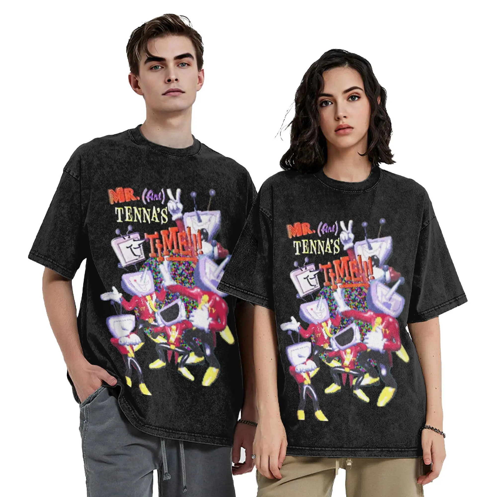 

Leisure Mr (Ant) Tenna TV Time! Vintage Washed T Shirt Men's Cotton Short Sleeve Deltarune Round Neck Summer Clothes
