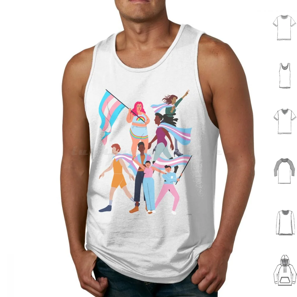 Trans Pride Tank Tops Vest Sleeveless Pride Bisexual Trans Queer Bi Rainbow Flag Pansexual Love Ace Asexual Pan Blue Feminism