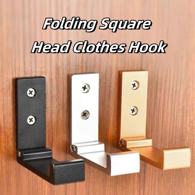 

4 PCS Folding Coat Hooks Heavy Duty Aluminum Alloy Wall Mounted Indoor Household Rustless Hooks Square Head Wall Mounted