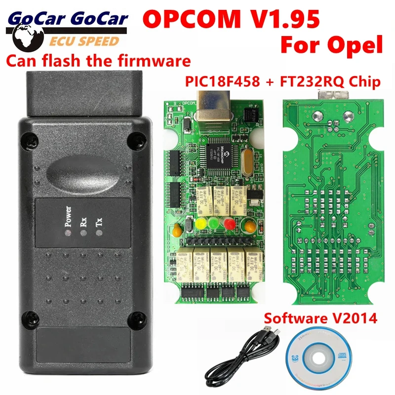 Il più nuovo OPCOM V1.95 Flash Firmware Reale PIC18F458 FT232RQ Chip CAN-BUS OBD2 Strumento di scansione per Opel Leggi il codice di guasto chiaro V2014