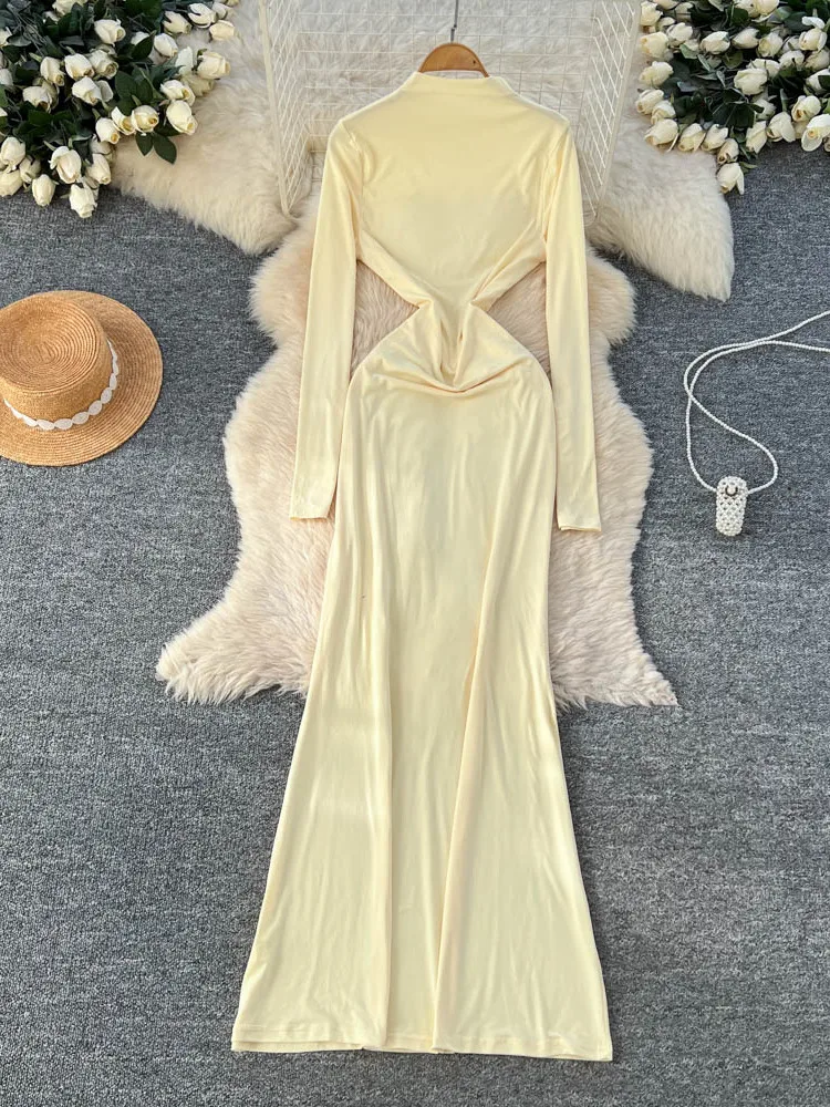 กระโปรงทรงเอผู้หญิง ผ้าโพลีเอสเตอร์ เอวสูง ทรงยาว สไตล์ลำลอง เหมาะสำหรับใส่ไปทำงาน