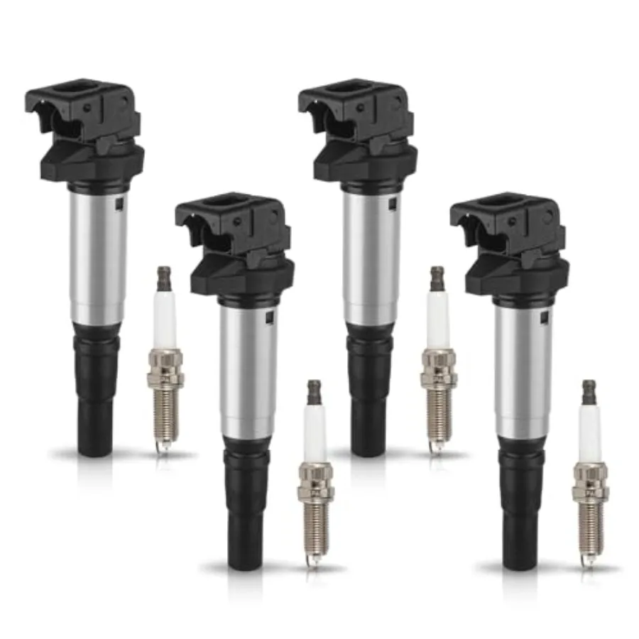 

Ignition Coil Pack and Iridium Platinum Spark Plugs Set of 4 for Mini Cooper Countryman Paceman 2004-2009 Compatible with UF598