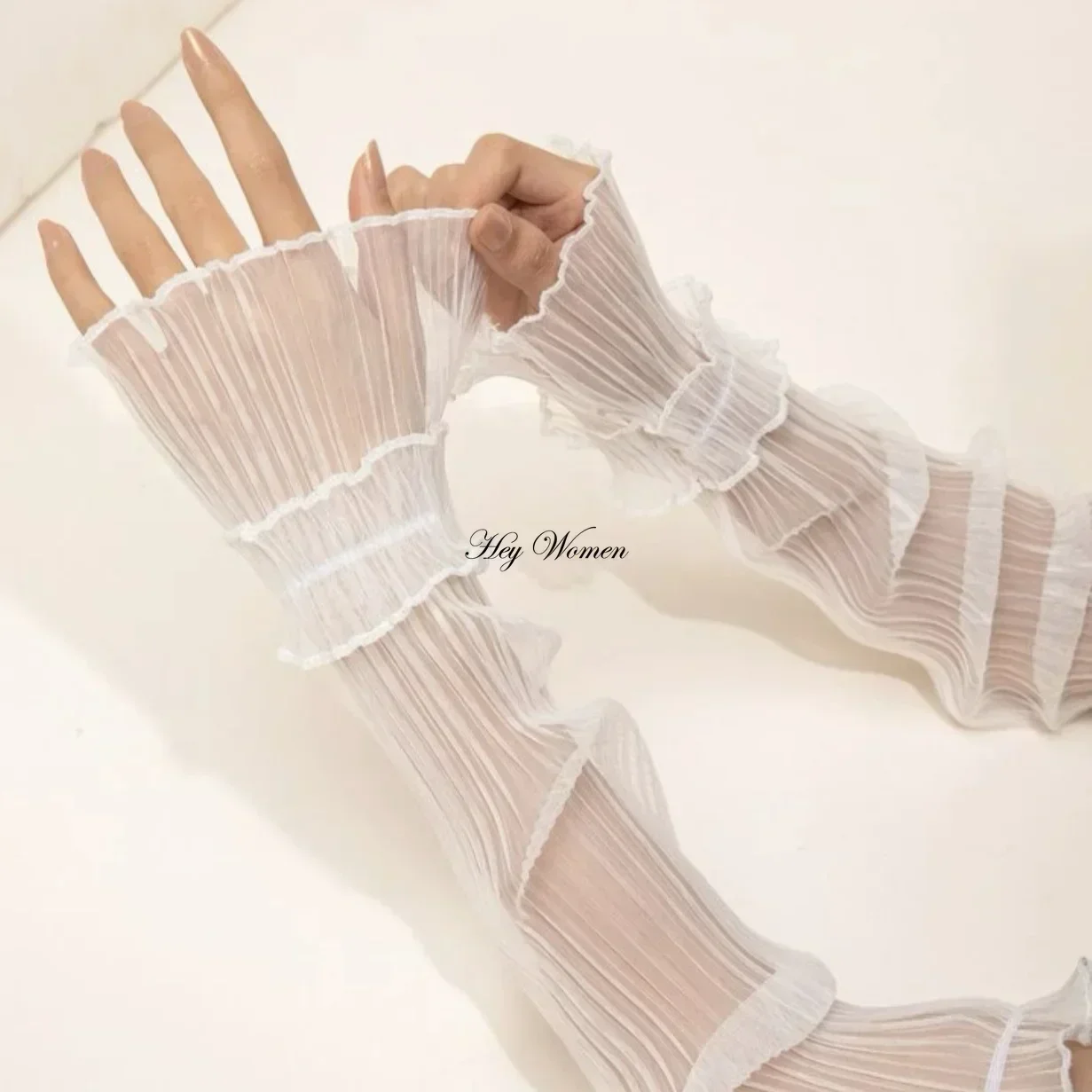 Ice Silk Sunscreen Lace Gloves Thin Summer Essential Long Multi-functional Arm Sleeves Sexy Mesh Fingerless Driving Mittens