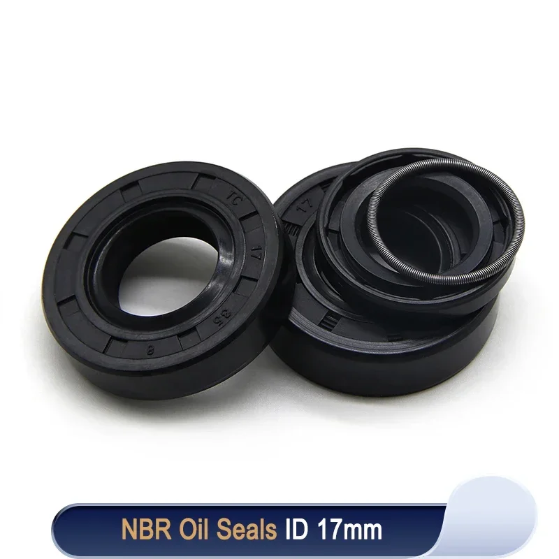 2/5pcs NBR Oil Seal ID 17mm NBR Oil Seal TC-17*25/27/28/30/32/35/40/45/47*5/7/8/10mm Nitrile Rubber Shaft Double Lip Oil Gasket