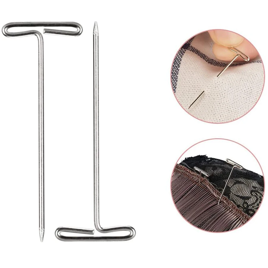 50/100/200Pcs 38MM T Pin Needles Wig Making T Pins for Blocking Knitting T-Pins Stainless Steel image 5