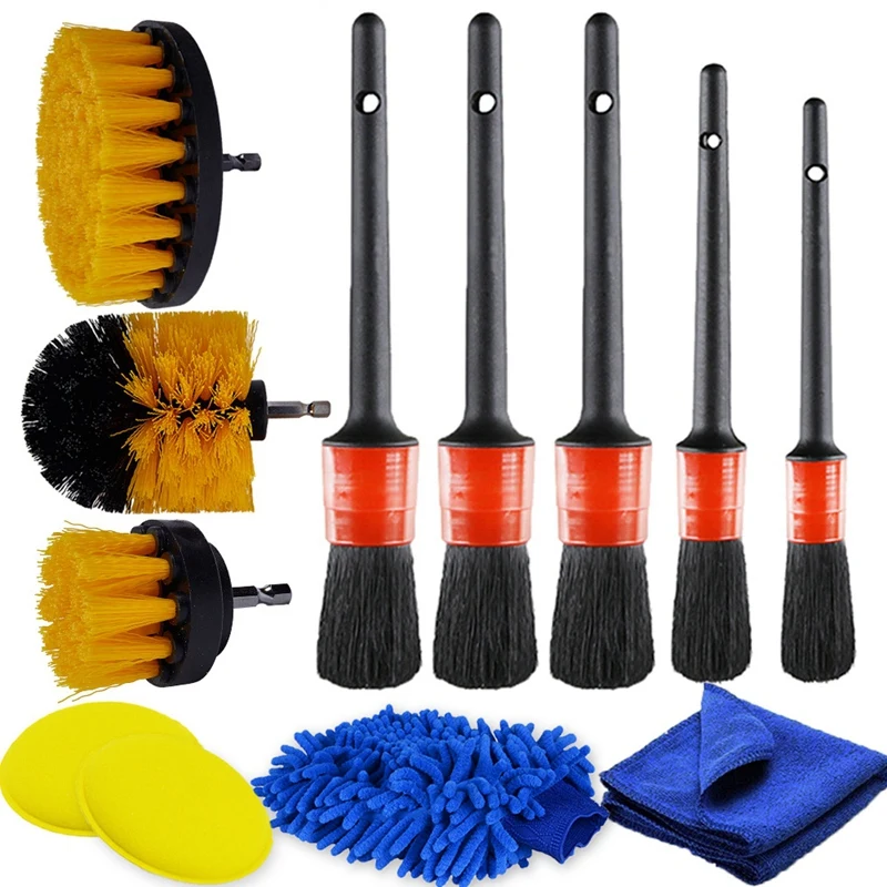 

12Pcs Car Cleaning Detailing Brush Set Scrubber Drill Brush Set For Car Wheels Dashboard Dirt Dust Cleaning Car Rim