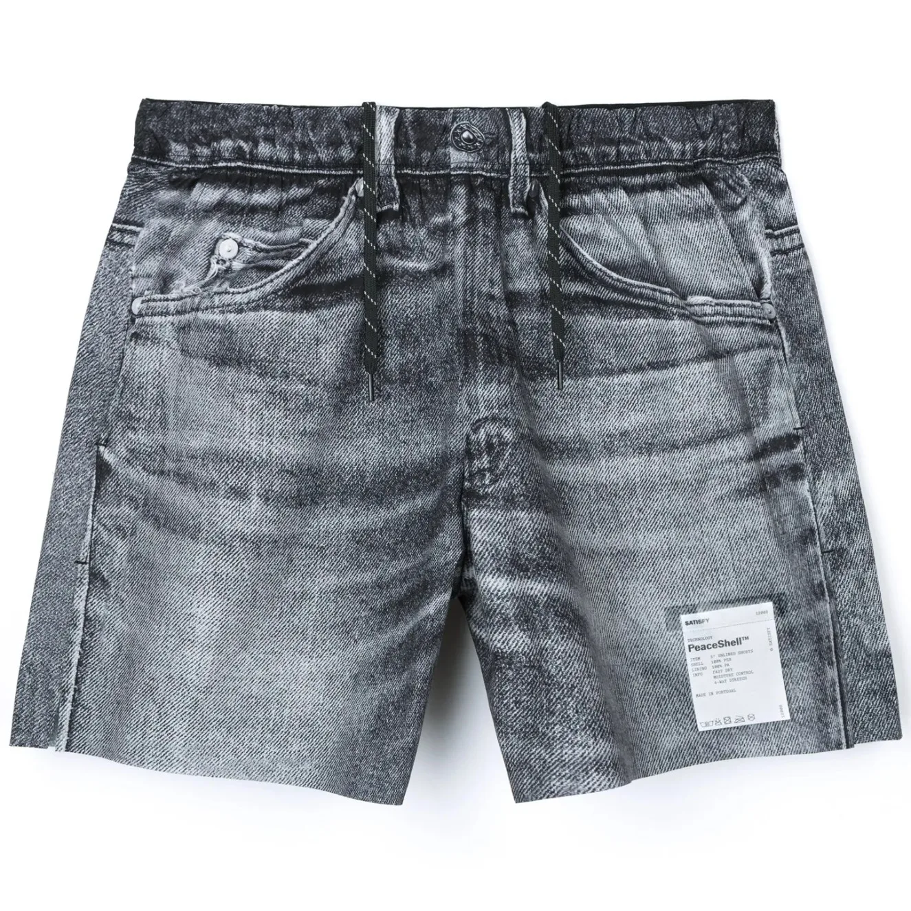 Satisfy sports trendy brand 5 inch running running black denim digital printing quick-drying shorts