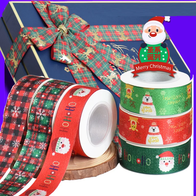 10 yards 25 mm Christmas Ribbon Christmas Decoration Gift Packing Christmas Polyester Ribbon ribbons for crafts grosgrain ribbon