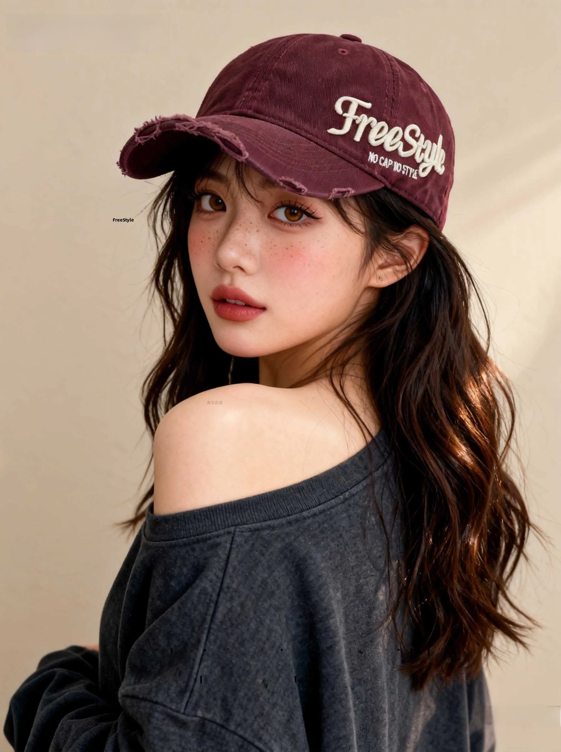 

Washed Denim Baseball Cap Cold Hat Unisex Lab Face Small Wide Brim Fashionable Distressed American Style Travel Cap