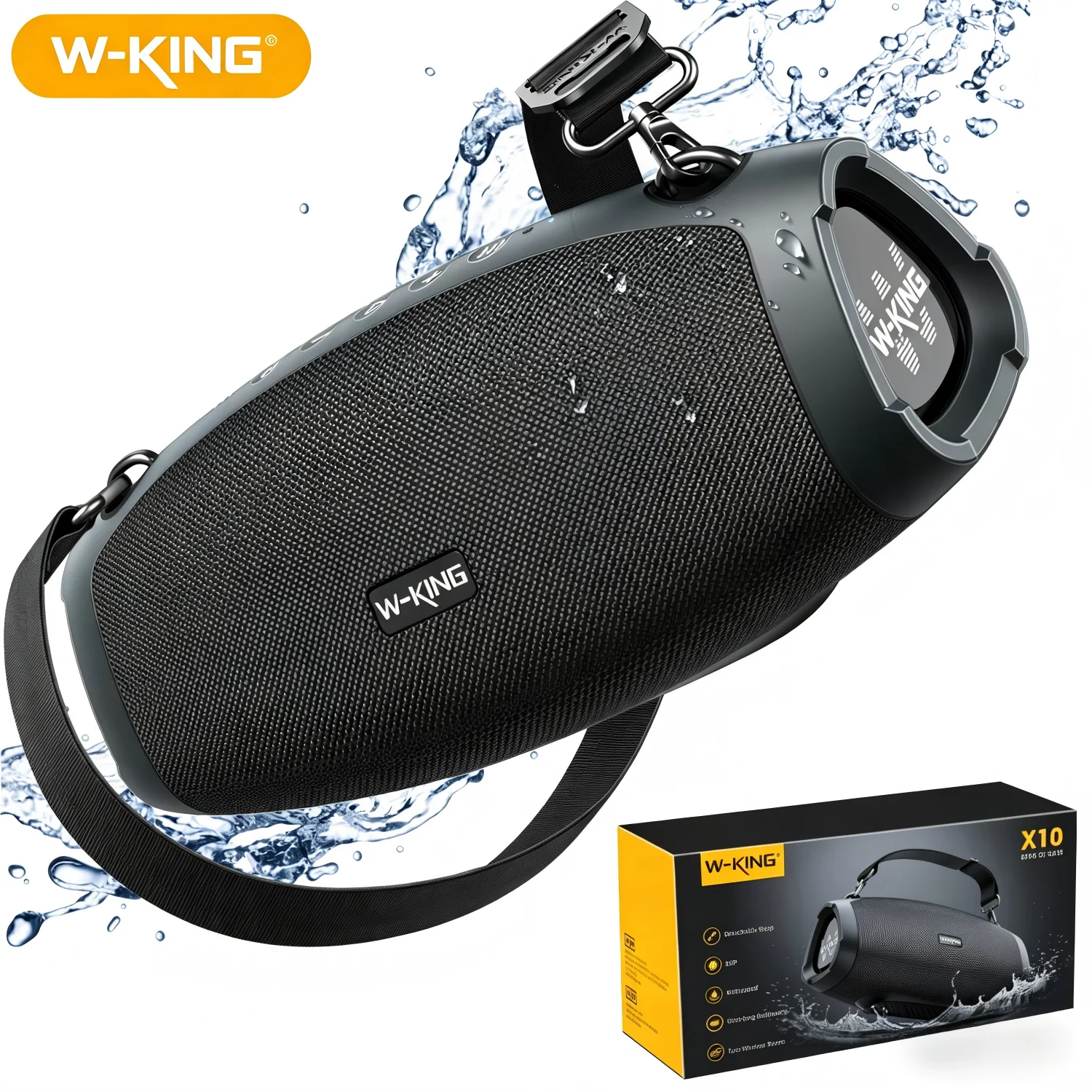 Caixa de Som Bluetooth Portátil W-KING X20 200W RMS para Exterior com Graves Potentes/DSP/OTG/AUX/Entrada para Guitarra para Festas e Acampamentos
