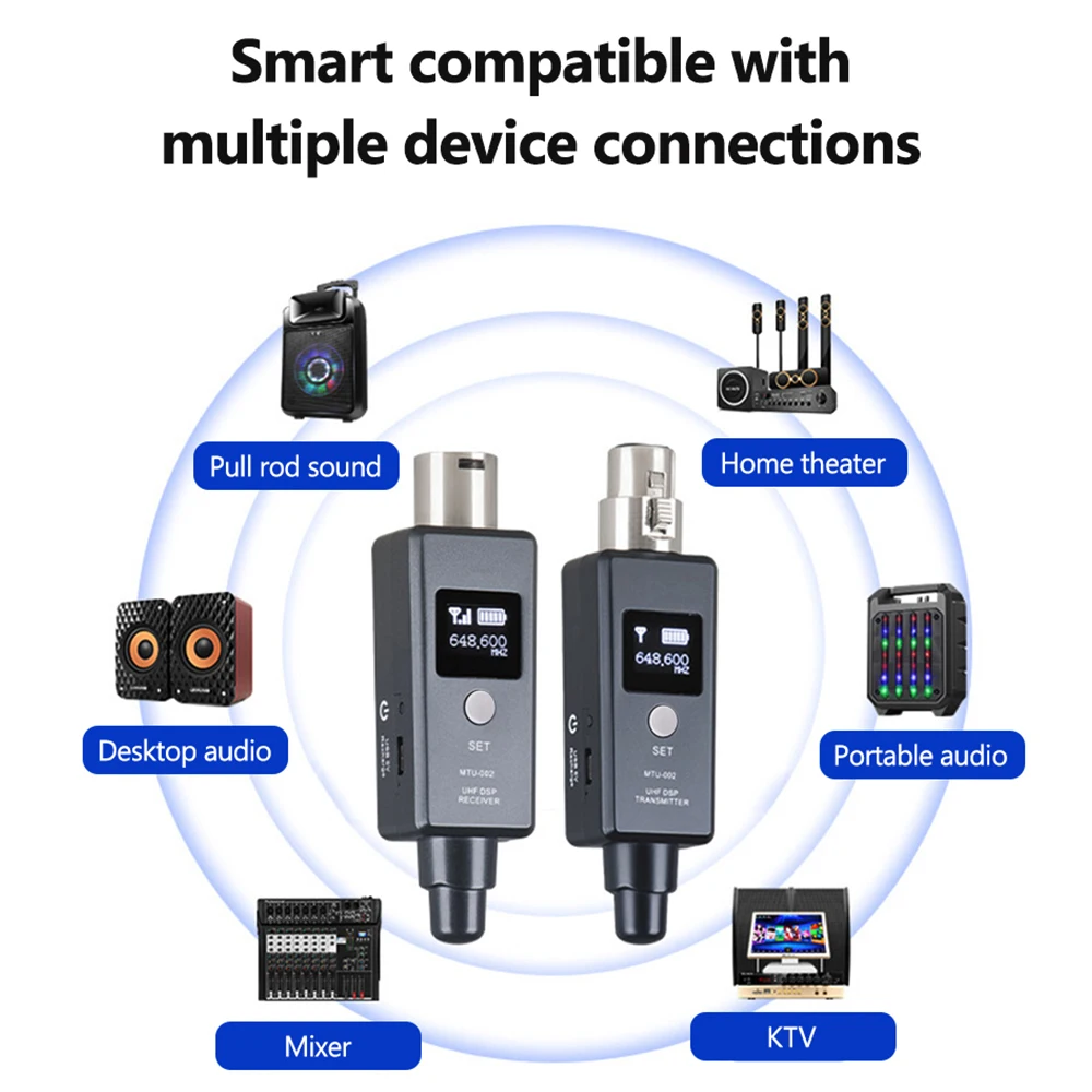 1 Pair Microphone Wireless System Wireless Transmitter System Transmitter & Receiver for Dynamic/Condenser Microphone