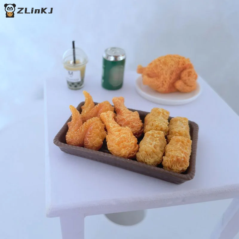 ▶ 1 مجموعة صغيرة محاكاة الدجاج المقلي المنمنمات الغذاء بيت الدمية ديكور DIY لوازم نموذج الغذاء زخرفة لعبة دمية الملحقات #4