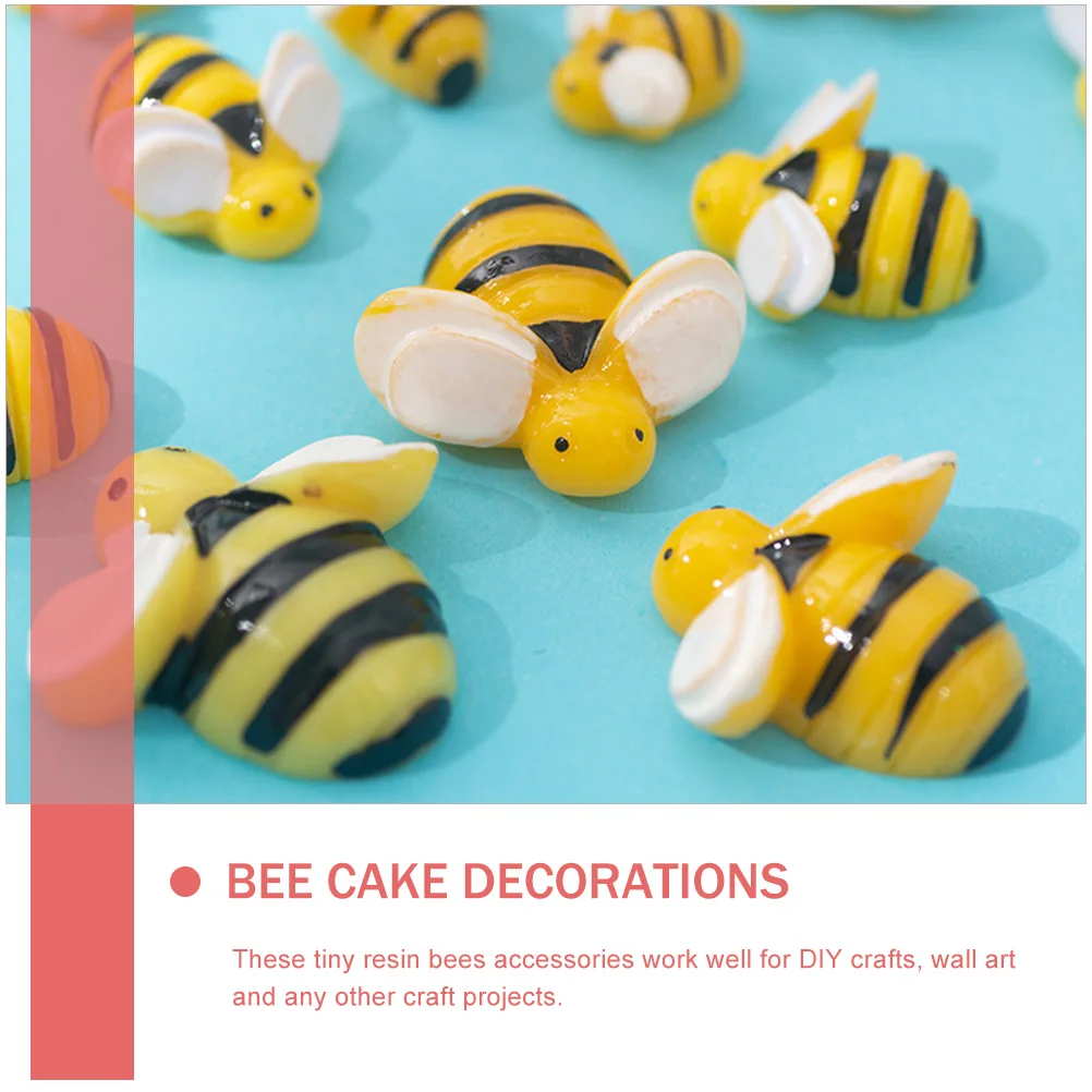 

40 Pcs Bee Headdress Accessories Resin Decorative Bees Epoxy Crafts Wreath Supplies DIY Charm Decorations Plastic Figurines