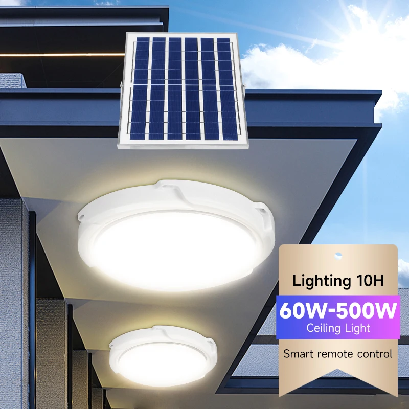 

Outdoor Ceiling Light Solar Panel Remote Control Lights Powerful Solar Lamp Living room Dimmable 110/220V Ceiling Lamp Daylight