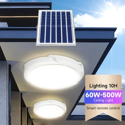 Luz de teto ao ar livre painel solar luzes controle remoto poderosa lâmpada solar para sala estar regulável 110/220v lâmpada do teto Daylight Luz do dia