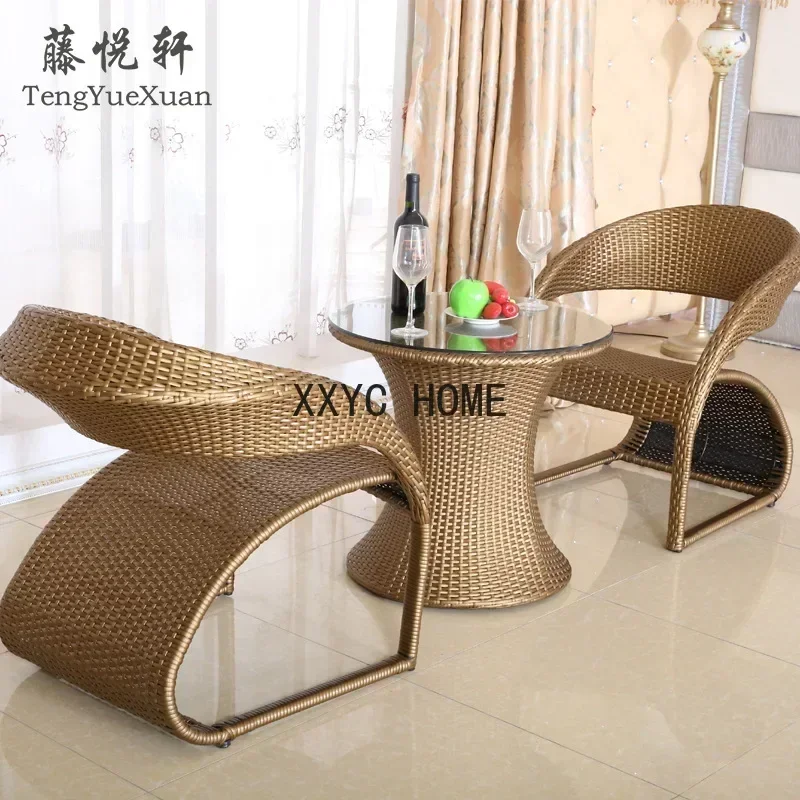TAO Outdoor Table And Chair Courtyard Combination Household Rattan Chair Three-piece Set Balcony Rattan Woven Leisure Garden Out