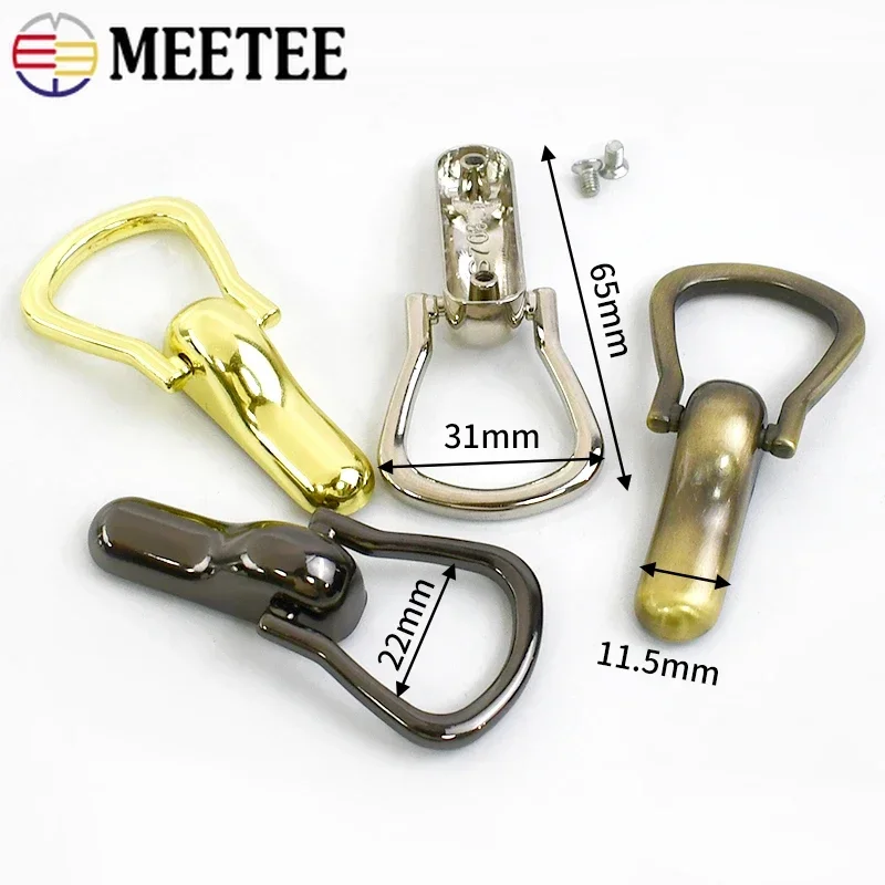 4/10Pcs Meetee Metal Bag Side Clip D Ring Screw Buckles Handbag Strap Connector Clasp Hanger Hook Hardware Sewing Accessories