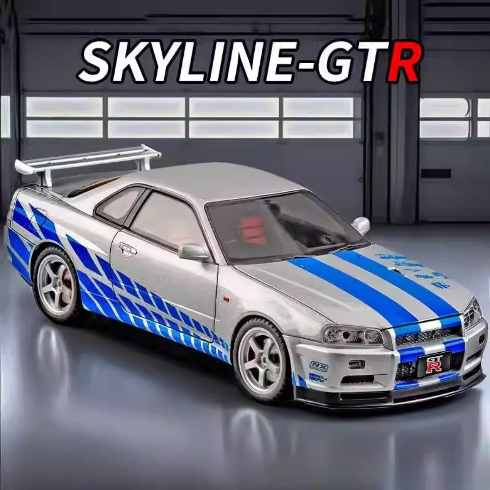 

Масштаб 1:18 GTR R34 Honda Accord, модель автомобиля, игрушка, звук, свет, двери, открытые амортизирующие модели из сплава, коллекция детских подарков