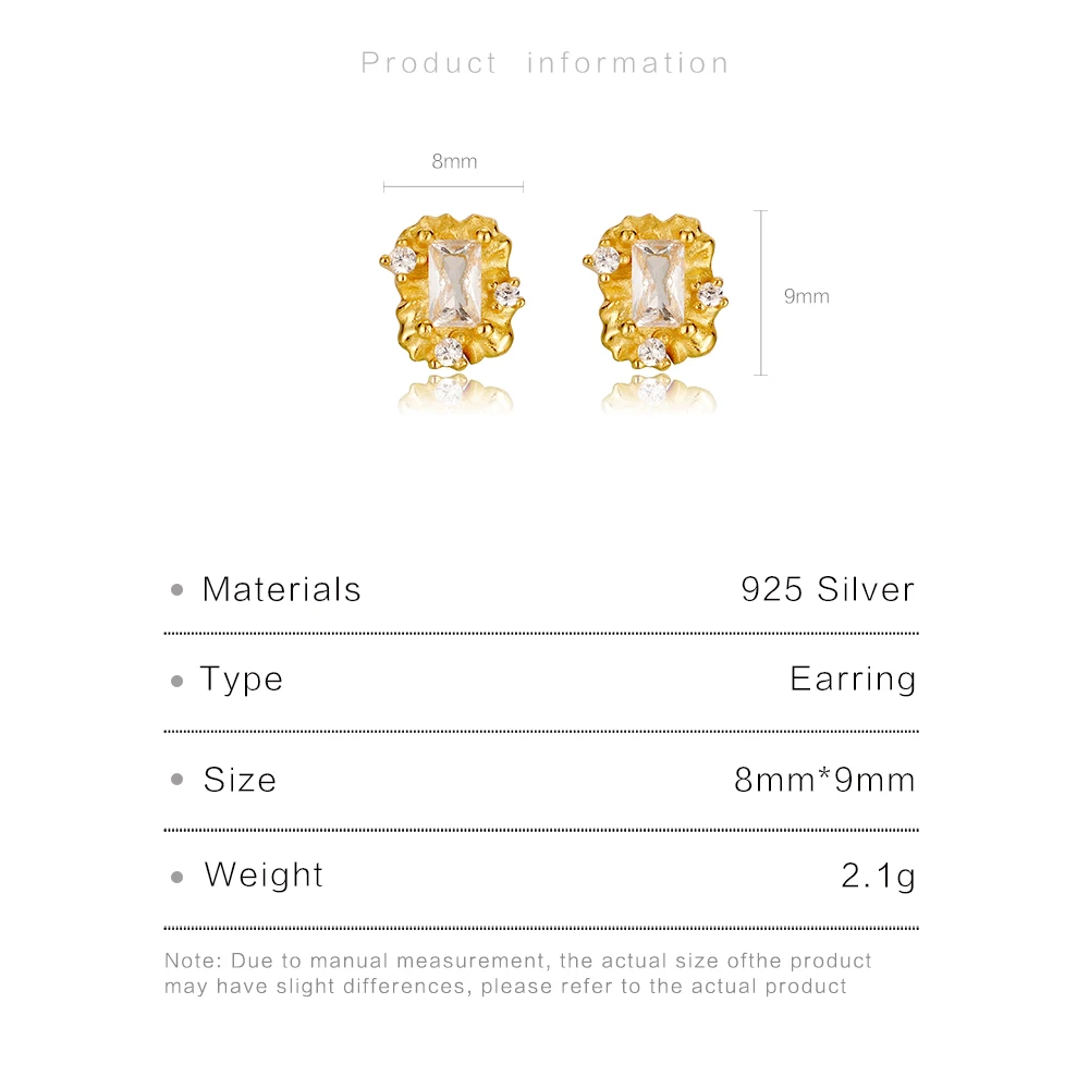 ANDYWEN 925 Sterling Silver Gold Aquamarine Square Stud Earring Clips Women Luxury Fine Jewelry 2023 Wedding Pendientes