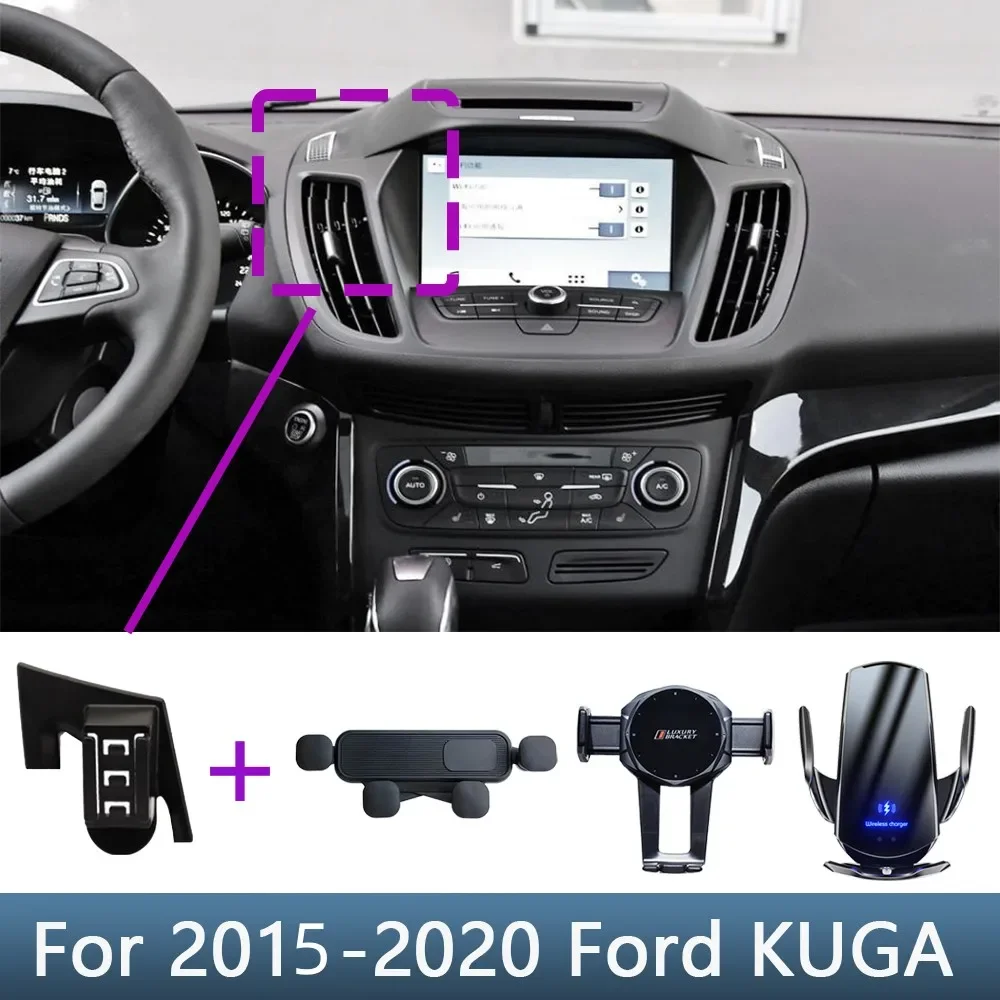 

Car Phone Holder For Ford KUGA 2015 2016 2017 2018 2019 2020 Special Fixed Bracket Base Wireless Charging Interior Accessories