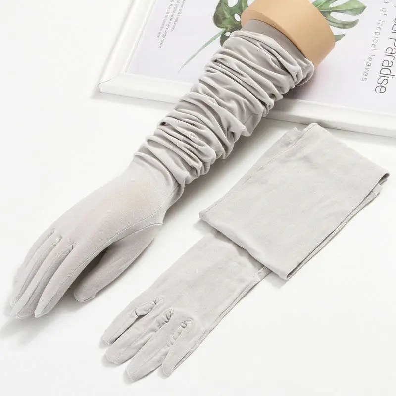 Women Driving Long Gloves UV Protection Full Arm Sleeves For Womens Ladies Touch Screen Gloves Spring Summer Purple Gray Gloves