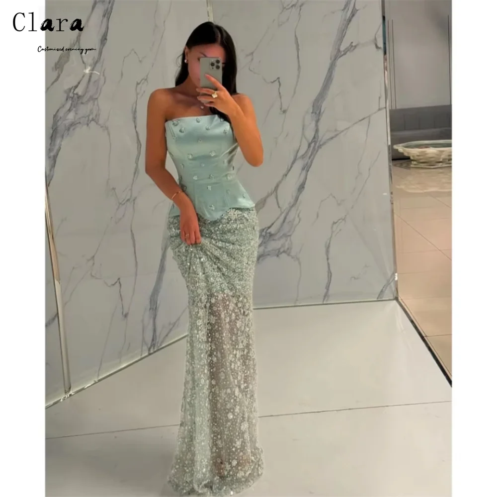 

Элегантное вечернее платье-русалка Clara Custom с цветочным узором, без рукавов, класса люкс, для женщин, длинное, для вечеринок и торжеств