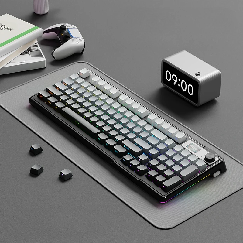 

Беспроводная механическая мембранная клавиатура с RGB-подсветкой, полноразмерные клавиатуры Bluetooth для ПК/офиса/экспорт, боковая печать