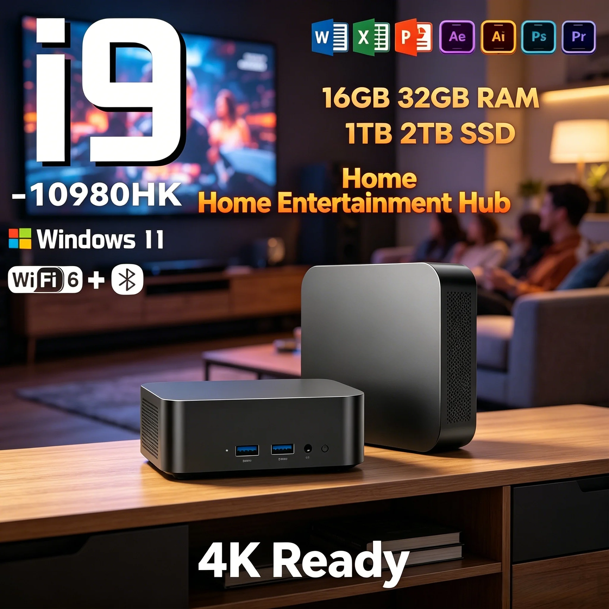 Laptop Energy Saving Mini PC Host Intel I9 10980HK I3 6006U Portable Placement Large SSD Storage Family Office Mini Desktop