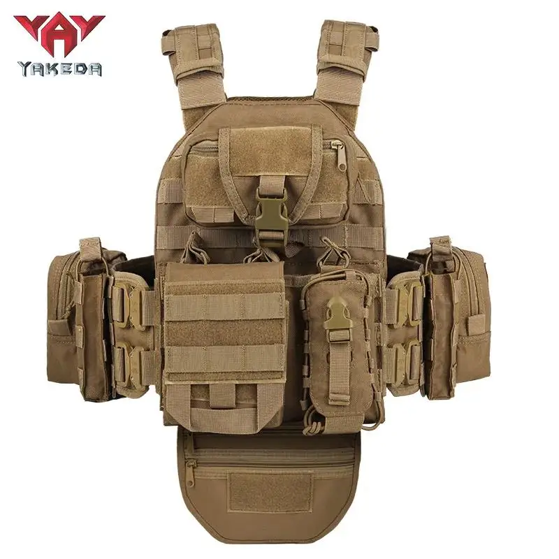 

YAKEDA Quick Release Chaleco Tactical Plate Carrier Molle Quick Release Crotch Protection Tactical Vest 1000D Nylon