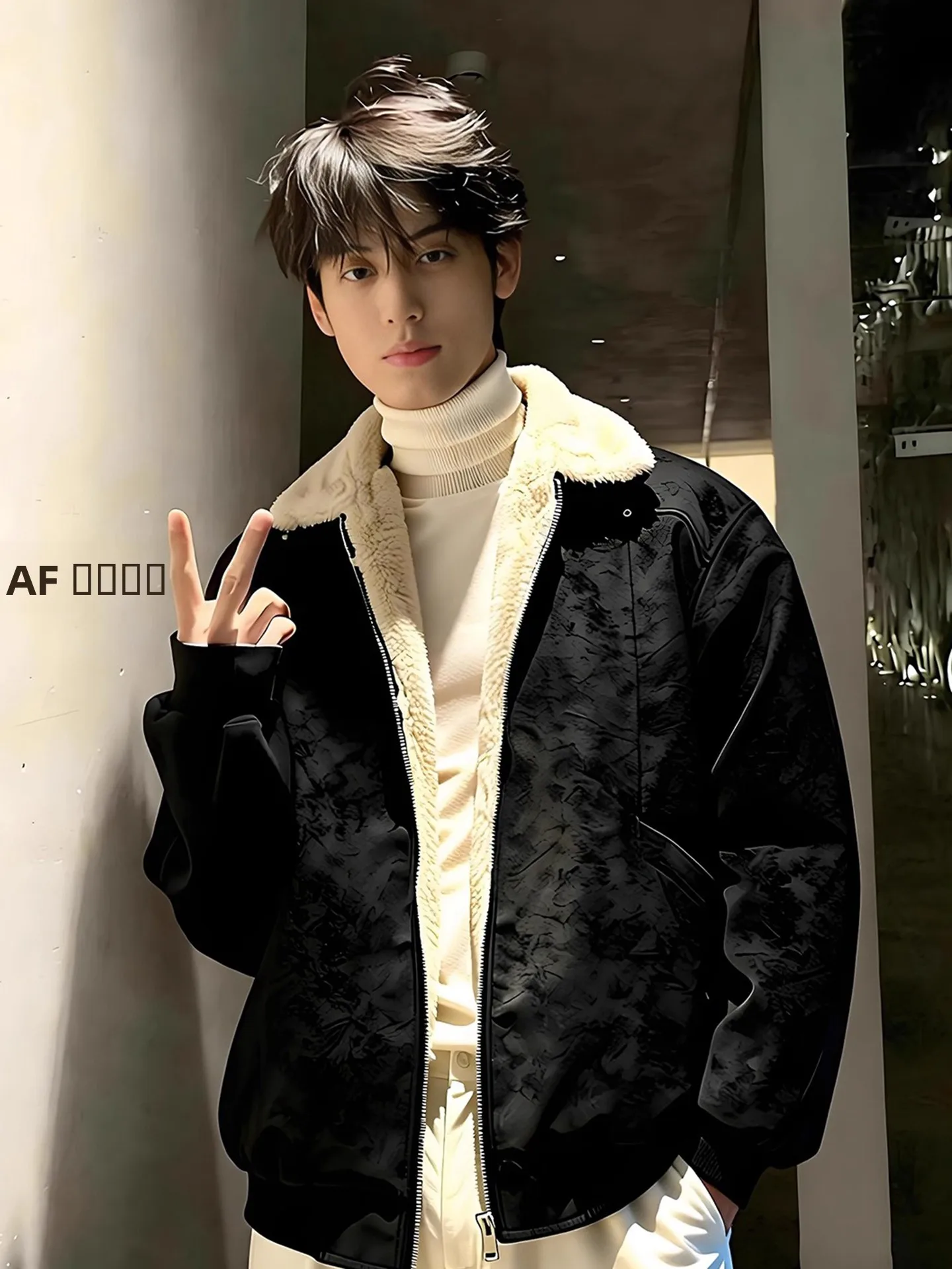 

American Dyed PU Leather Cotton Jaet Men's Winter Thiened Floing ort Motorcycle Sle Coat Warmth And Faion