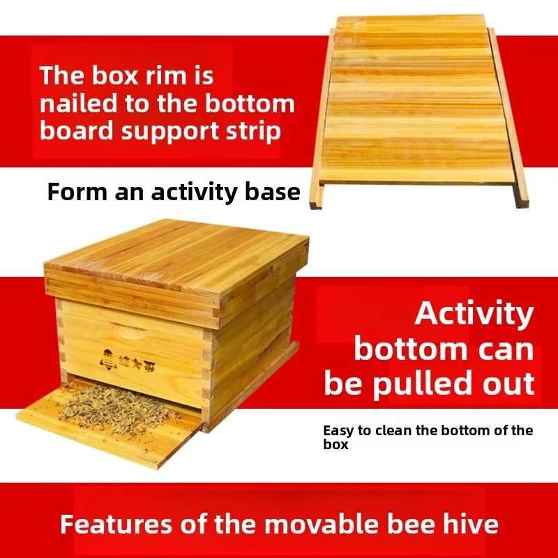 Standard Wax Coated Cedar Beehive With Removable Base 7/10 Frames Full Beekeeping Box Kit For Apis Cerana Wholesale