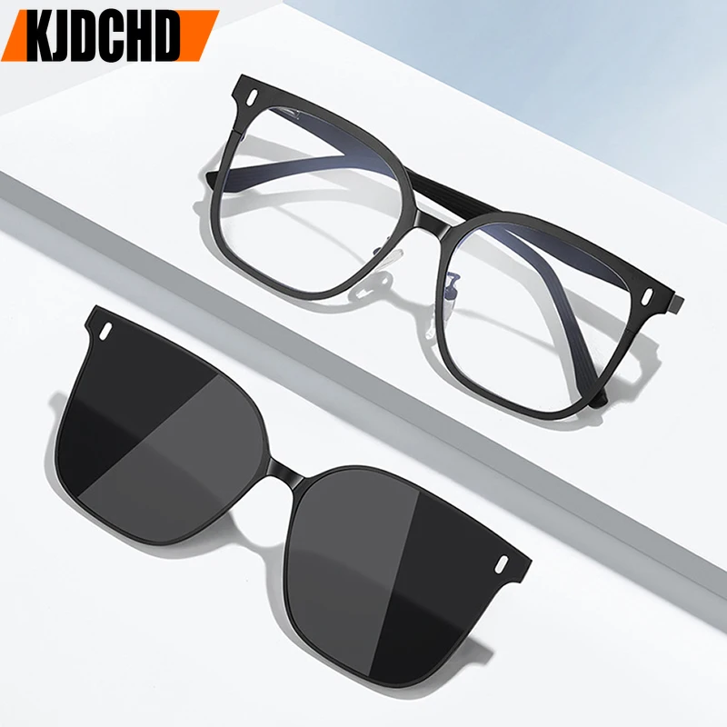 

Модные поляризационные солнцезащитные очки для мужчин и женщин, магнитные клипсы на очки, оптическая оправа для очков по рецепту, магнитные зажимы в стиле ретро 2 в 1