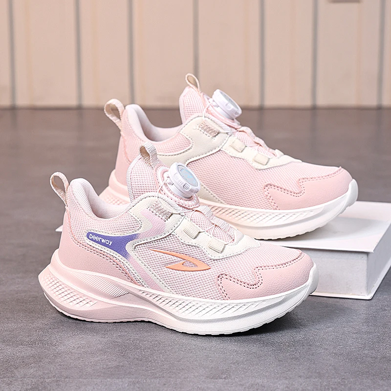

A pair of children's casual sneakers with rotary buckle, non-slip shoes for daily outfits and outdoor play activities DEH-D9929