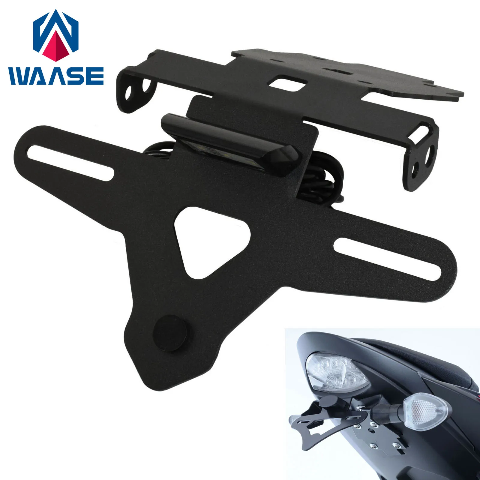 WAASE Led Light License Plate Frame Holder Bracket Tail Tidy Fender Eliminator For SUZUKI GSXS1000 GSX-S 1000 F/FZ/Z 2015-2020