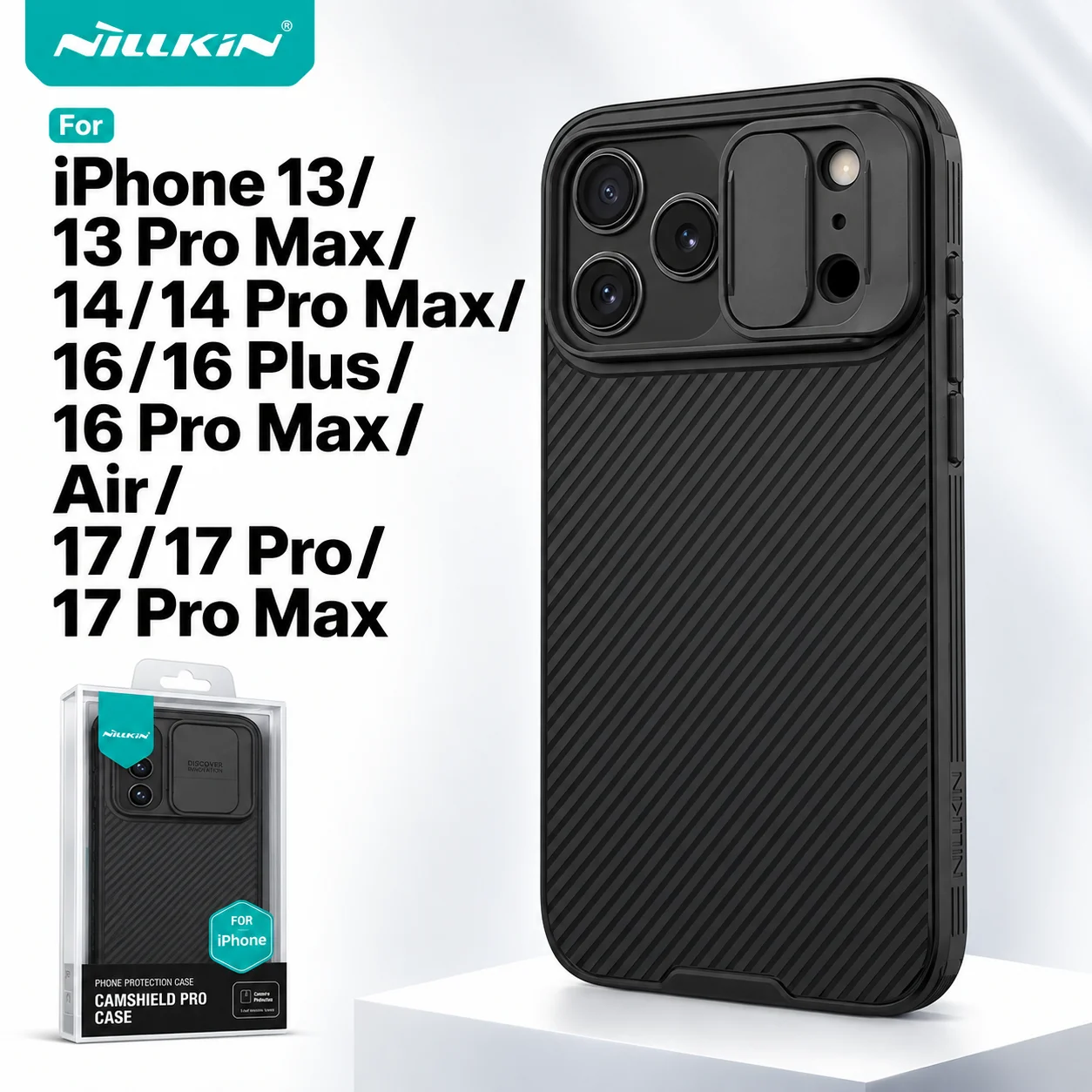 NILLKIN Case For iPhone 17 Pro Max Air 16 14 13 12 Plus Shockproof No Lift Screen Protector TPU Frame CA4004
