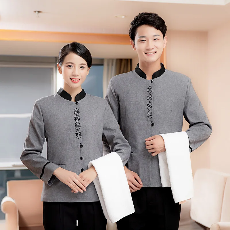

Cleaning Work Uniform for Women Property Hotel Room Cleaner Auntie GuesthousePABreathable Waiter Long Sleeve Autumn Winter Outfi